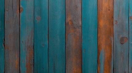 Obraz premium Rustic Teal and Brown Wood Planks Background Texture