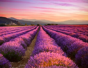 Fototapeta premium Lavender Field at Sunrise