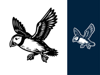 Puffin Hand Drawn vintage Vector Illustration	