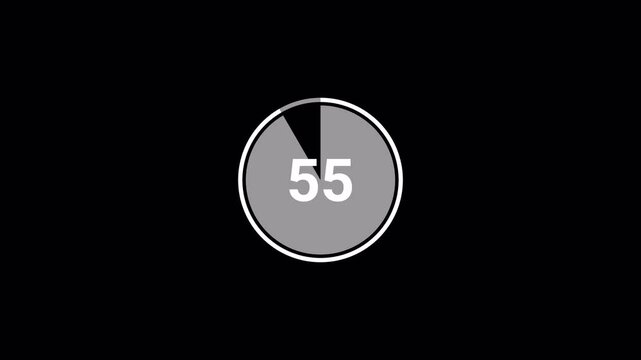  Circle countdown timer One minute animation from 60 to 0 seconds on transparent background with alpha channel, 60 second countdown timer, Countdown video

