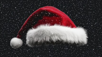 A Santa hat with white fur trim on a transparent background, symbolizing holiday joy. Perfect for Christmas-themed graphics and social media posts