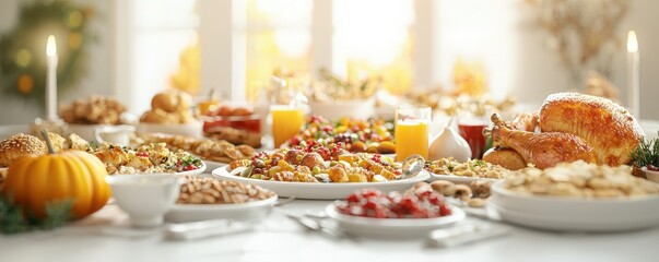 Naklejka premium Thanksgiving Dinner Table Setting