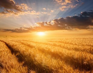 Obraz premium Serene Wheat Field at Dusk