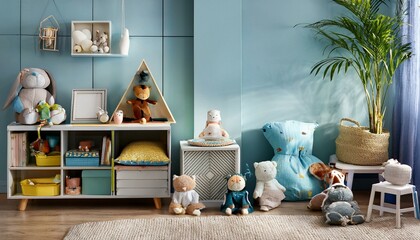 Ai Generate Childs room with stuffed toys