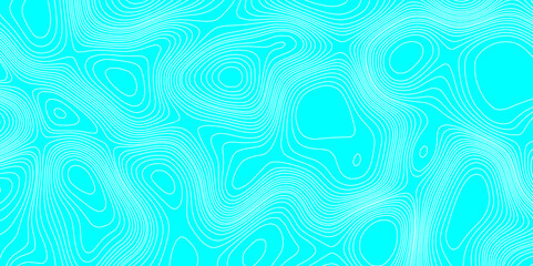 Contour maps vector illustration geometric white wave curve lines texture cyan background, luxury topographic wavy pattern and geographic grid map design mountain relief abstract lines background.