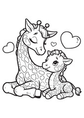 Coloring page cute zebra and baby 