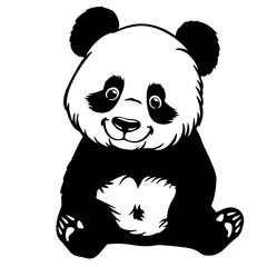 Fototapeta premium Stuffed Panda Bear Vector Logo