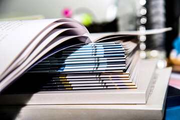 stack of books on table