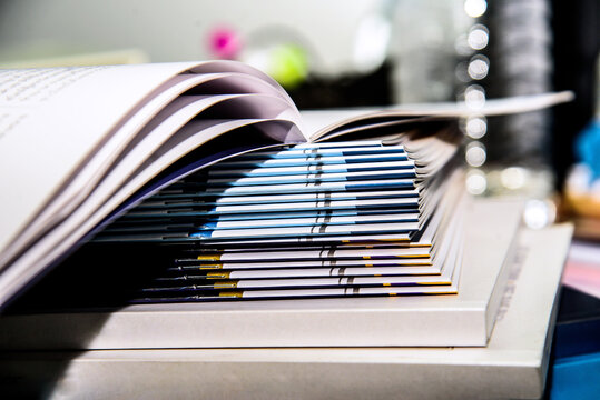 stack of books on table