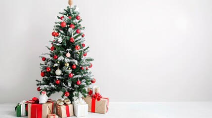 Christmas Tree with Presents Isolated on White Background - a festive and heartwarming visual. The Christmas tree with presents isolated on the white background creates a cheerful and inviting look. 