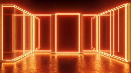 Futuristic Neon Colored Square and lines Background
