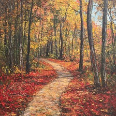 Fototapeta premium A Winding Path Through Autumnal Woods