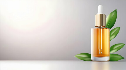 Golden cosmetics liquid dropper and bottle