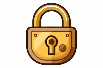 Antique brass padlock isolated on white vector illustration