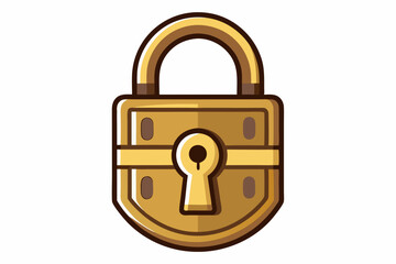 Antique brass padlock isolated on white vector illustration