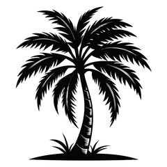 Obraz premium Bold black silhouette of a Tropical palm tree Isolated on a transparent background
