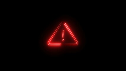 Neon warning sign icon illustration.