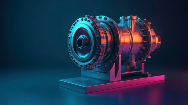 Industrial Machine in Neon Lights