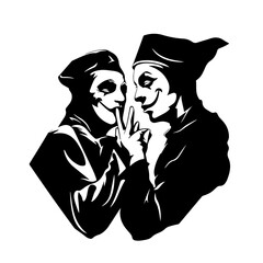 Two jesters facing each other Vector Logo