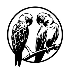 Two parrots on branch Vector Logo