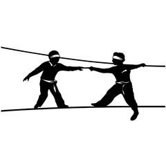 Two men balancing on a rope Vector Logo