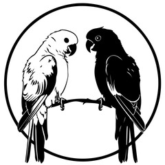Two parrots on a branch Vector Logo