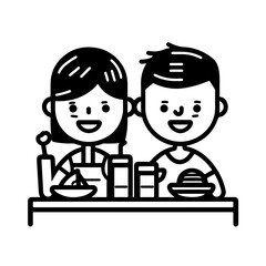 Two people eating at a table Vector Logo