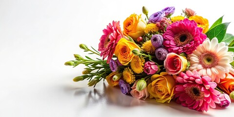 Obraz premium bunch of flowers against white background at a tilted angle