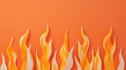 3D Orange and Yellow Flames on Orange Background   Abstract Fire Illustration