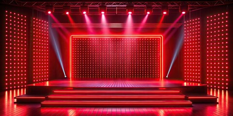 Big stage with red neon light luminance background