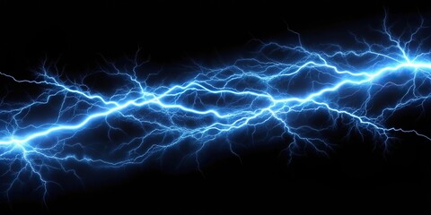 Fototapeta premium Blue lightning strike on dark background