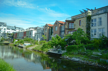 Obraz premium City canal houses in Denmark