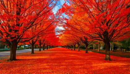 真っ赤なメープルの遊歩道4
