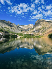 Stunning hiking photo with lake reflection