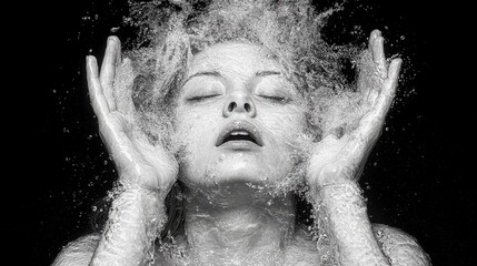 Woman Underwater  Black and White Photography  Dramatic  Fear  Help  Water Splashes  Subme