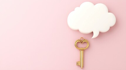 Strategic Speech Art Concept Leader's Persuasive Talk Design Key unlocking creative thoughts and ideas.