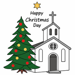 Christmas cards with Christmas trees and gifts with Christmas decorating ideas with happy ' Christmas Day ' greetings