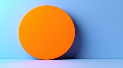 Abstract Geometric Shape Design   Orange Circle on Blue Background