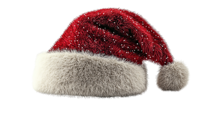 PNG, Santa Claus and red sack, santa hat isolated on white background, generated by artificial intelligence.