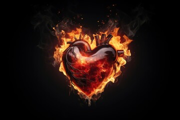Fototapeta premium Heart fire illuminated creativity.