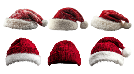 PNG, Santa Claus and red sack, santa hat isolated on white background, generated by artificial intelligence.