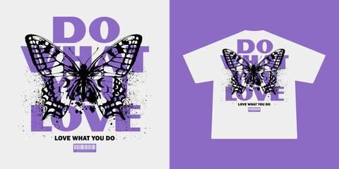 futuristic illustration of butterfly t shirt design, vector graphic, typographic poster or tshirts street wear and Urban style
