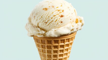 Delicious Vanilla Ice Cream Cone with Crispy Waffle Cone