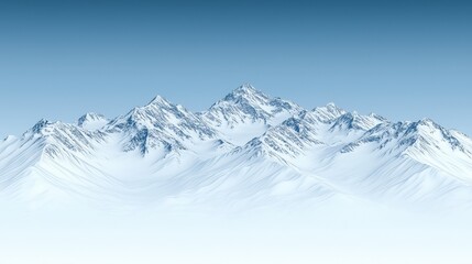 Naklejka premium Snow Capped Mountain Range Under Blue Sky Winter Landscape Nature Background