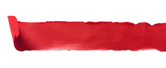 Horizontal red tape isolated on transparent background
