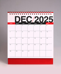 December 2025 desk calendar