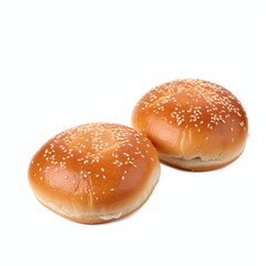 Freshly Baked Sesame Seed Burger Buns Isolated on White Background