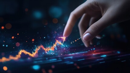 Hand Interacting with Digital Data Visualization