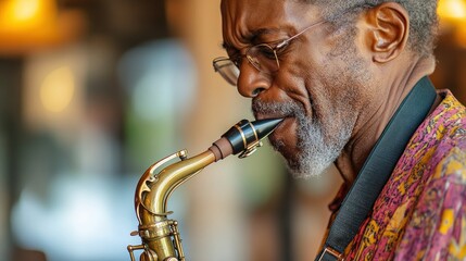 Close-up of a Man Playing the Saxophone