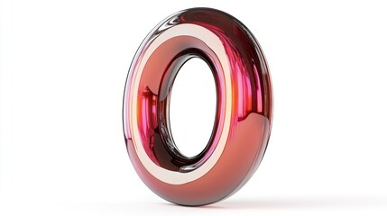 Bubble letter O in a glossy design isolated on a clean white background 3D rendering technique applied